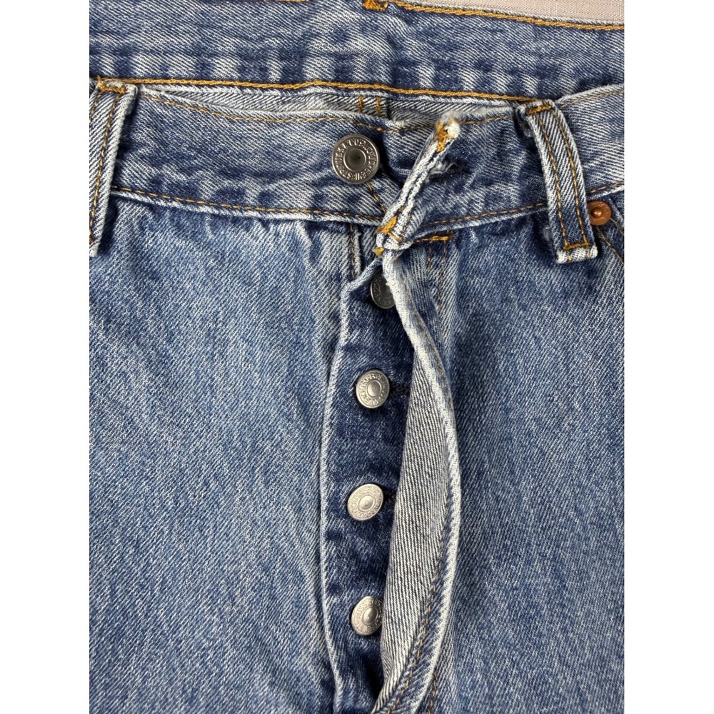 Levis 501 Original Fit Straight Leg Button Fly Blue Denim Jeans Mens 36x36 - Picture 8 of 12